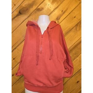 Free People Movement Work It Out Hoodie Kangaroo Fleece Quarter Zip Red Sz XS